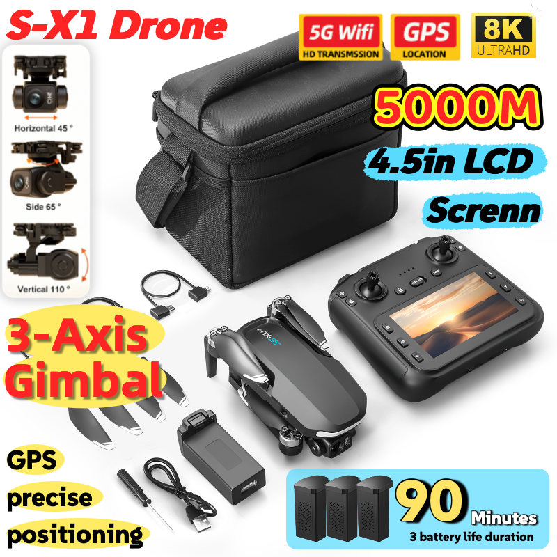 S-X1 MAX GPS Drone with 3-Axis - مراجعة Drone Kit Long Range وسعره